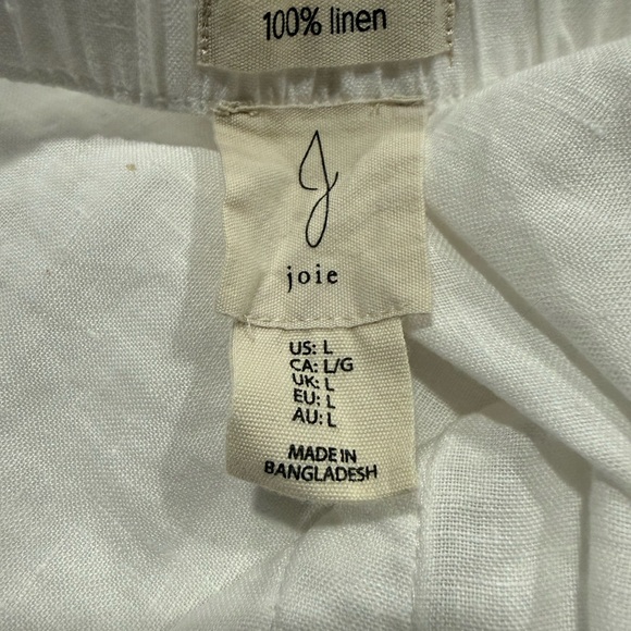 Joie White Linen Wide Leg Pants with Lace Accents - Picture 7 of 8